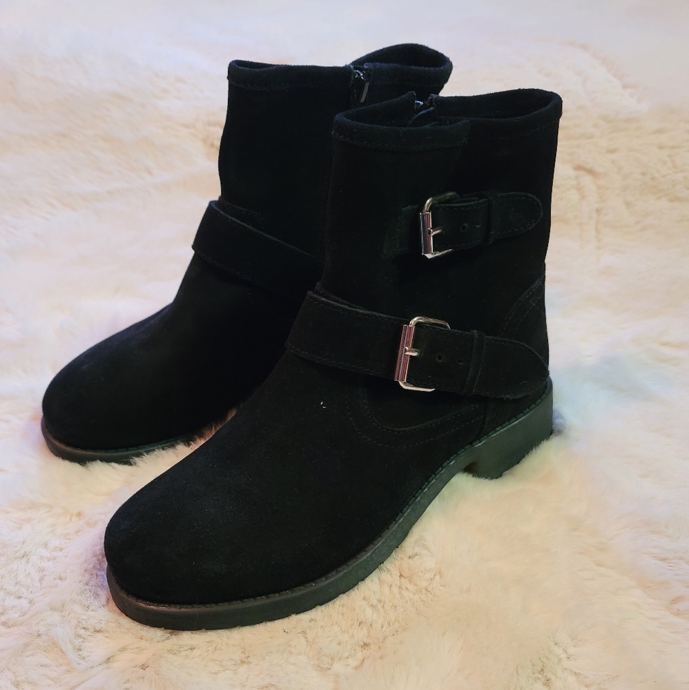 Steve madden alick black leather suede motorcycle boots sz 7 - Picture 5 of 9